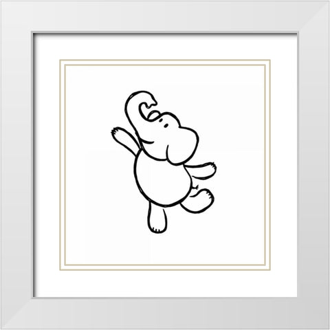 Dancing Elephant White Modern Wood Framed Art Print with Double Matting by Prime, Marcus