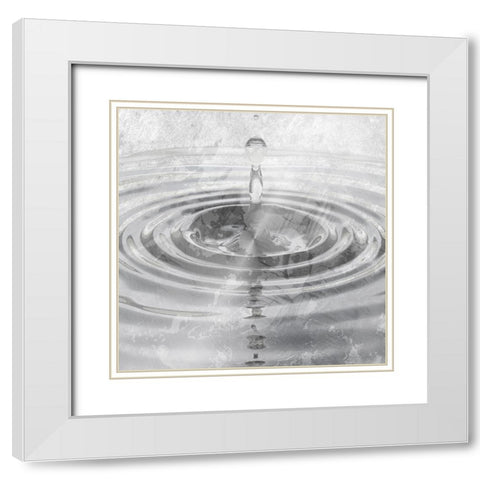 Silver Droplet White Modern Wood Framed Art Print with Double Matting by Prime, Marcus