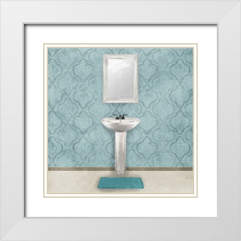 Teal Bath Vibes 3 White Modern Wood Framed Art Print with Double Matting by Prime, Marcus
