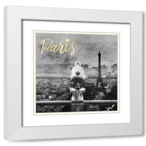 Paris Love 2 White Modern Wood Framed Art Print with Double Matting by Prime, Marcus