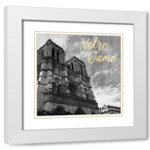 Notre Dame White Modern Wood Framed Art Print with Double Matting by Prime, Marcus