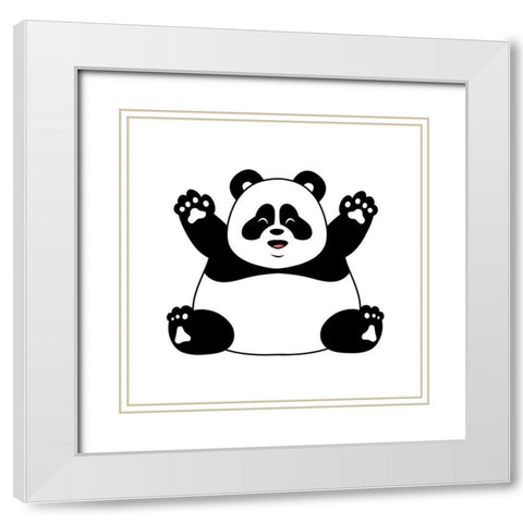 Chubby Panda White Modern Wood Framed Art Print with Double Matting by Prime, Marcus