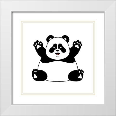Chubby Panda White Modern Wood Framed Art Print with Double Matting by Prime, Marcus