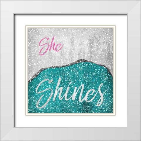 She Shines White Modern Wood Framed Art Print with Double Matting by Prime, Marcus