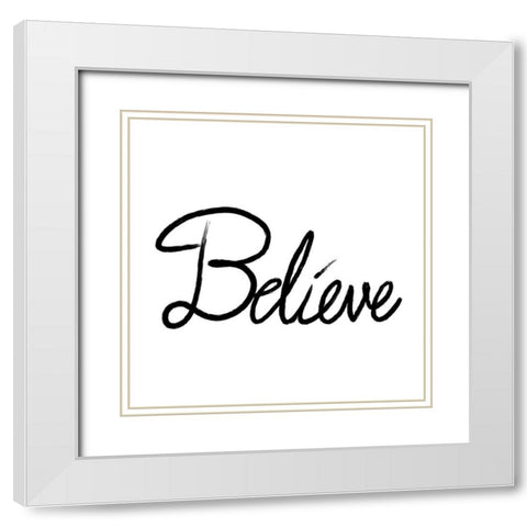 Believe White Modern Wood Framed Art Print with Double Matting by Prime, Marcus