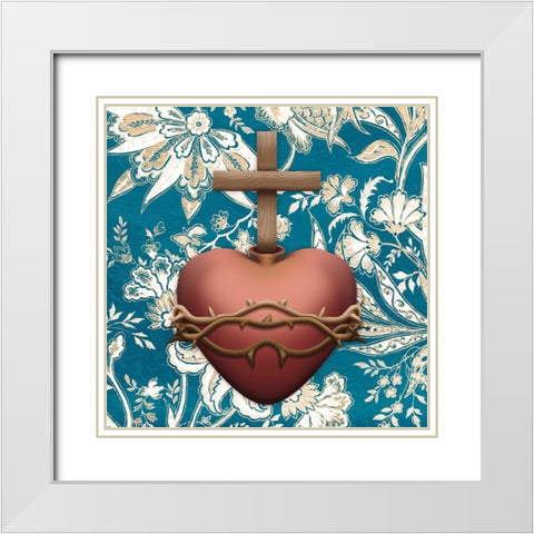 Sacred Heart White Modern Wood Framed Art Print with Double Matting by Prime, Marcus