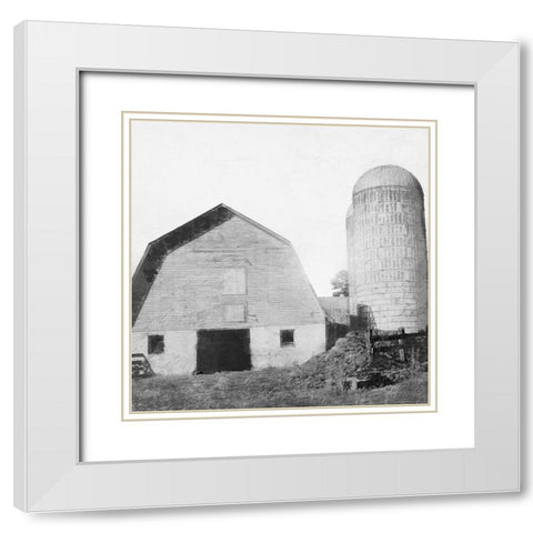 Vintage Silos White Modern Wood Framed Art Print with Double Matting by Prime, Marcus