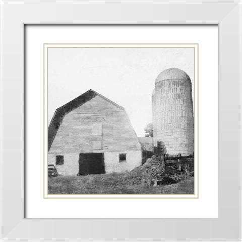 Vintage Silos White Modern Wood Framed Art Print with Double Matting by Prime, Marcus