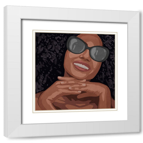 Smiling Beauty White Modern Wood Framed Art Print with Double Matting by Prime, Marcus