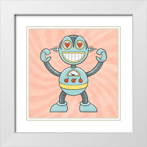Loving Bot White Modern Wood Framed Art Print with Double Matting by Prime, Marcus