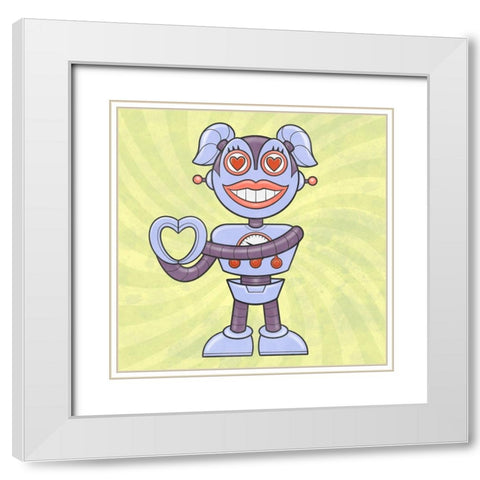 Loving Bot 2 White Modern Wood Framed Art Print with Double Matting by Prime, Marcus