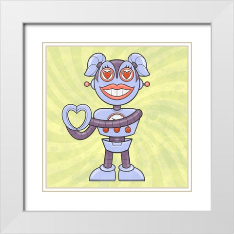 Loving Bot 2 White Modern Wood Framed Art Print with Double Matting by Prime, Marcus