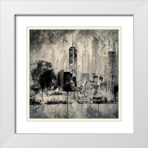 Industrial City White Modern Wood Framed Art Print with Double Matting by Prime, Marcus