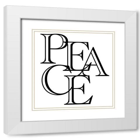 Peace Collage White Modern Wood Framed Art Print with Double Matting by Prime, Marcus