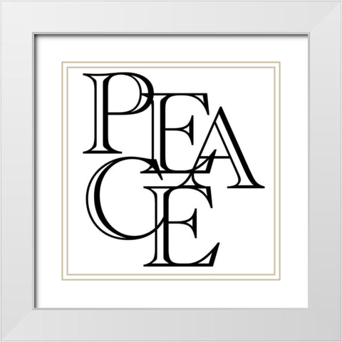 Peace Collage White Modern Wood Framed Art Print with Double Matting by Prime, Marcus