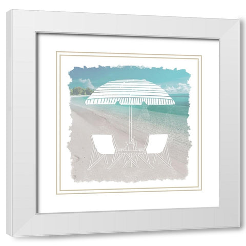 Beach Lounging White Modern Wood Framed Art Print with Double Matting by Prime, Marcus
