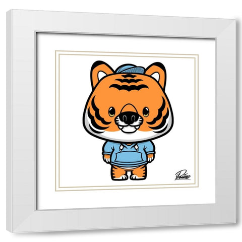 Kye Tiger White Modern Wood Framed Art Print with Double Matting by Prime, Marcus