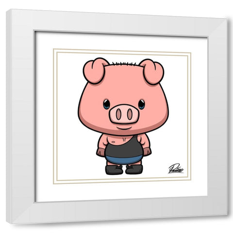 Preston Pig White Modern Wood Framed Art Print with Double Matting by Prime, Marcus