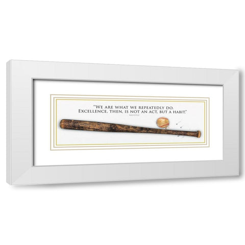 Baseball On Excellence White Modern Wood Framed Art Print with Double Matting by Miller, Savannah