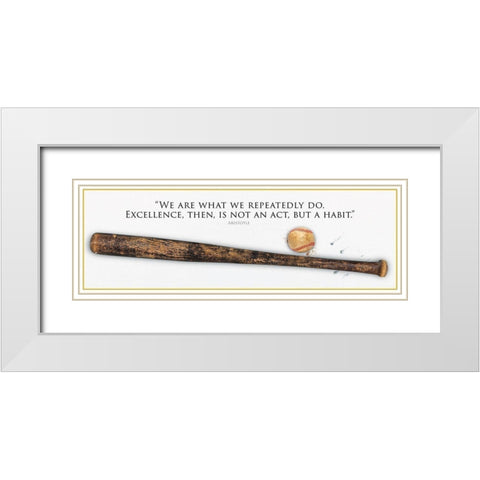 Baseball On Excellence White Modern Wood Framed Art Print with Double Matting by Miller, Savannah