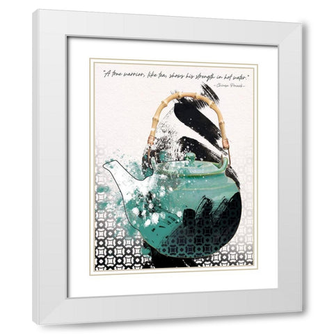Teal Tea 4 White Modern Wood Framed Art Print with Double Matting by Miller, Savannah