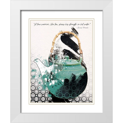 Teal Tea 4 White Modern Wood Framed Art Print with Double Matting by Miller, Savannah