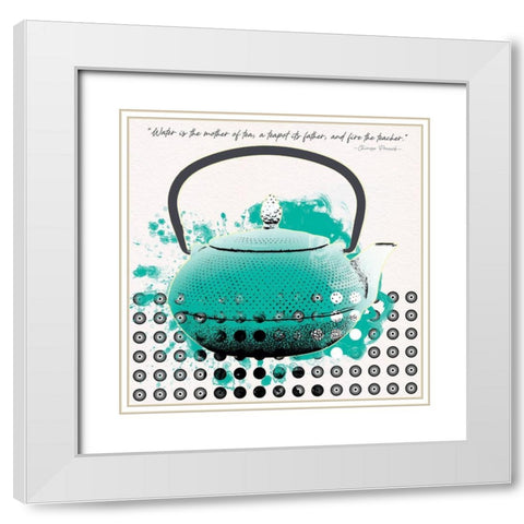Teal Tea 2 White Modern Wood Framed Art Print with Double Matting by Miller, Savannah