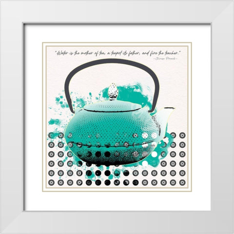 Teal Tea 2 White Modern Wood Framed Art Print with Double Matting by Miller, Savannah