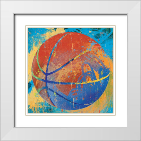 Basketball White Modern Wood Framed Art Print with Double Matting by Miller, Savannah