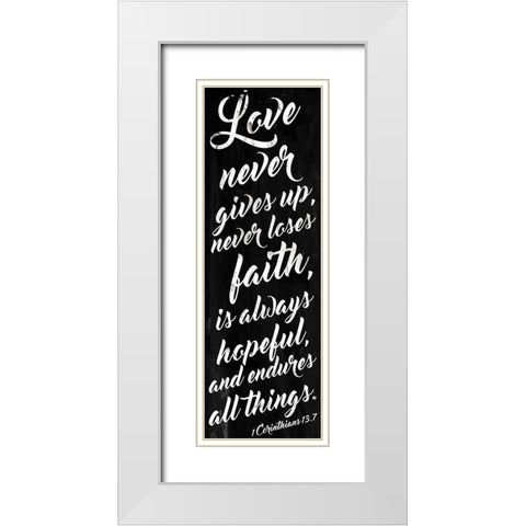 Love Never Black White Modern Wood Framed Art Print with Double Matting by Villa, Mlli