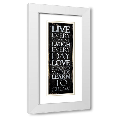 Live Laugh Love Learn White Modern Wood Framed Art Print with Double Matting by Villa, Mlli