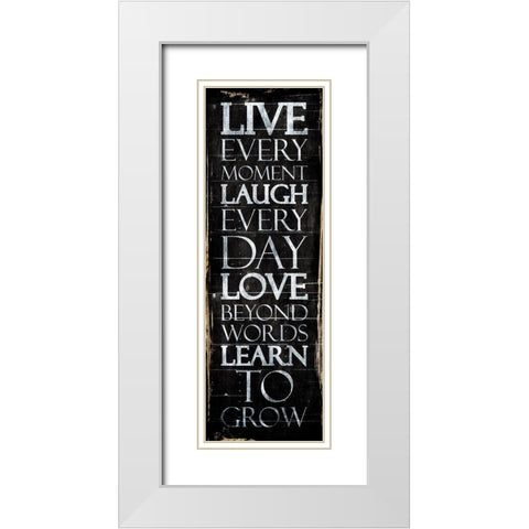 Live Laugh Love Learn White Modern Wood Framed Art Print with Double Matting by Villa, Mlli