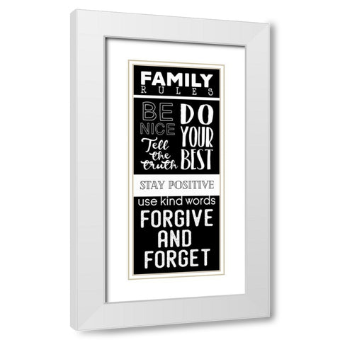 Family Rules White Modern Wood Framed Art Print with Double Matting by Villa, Mlli