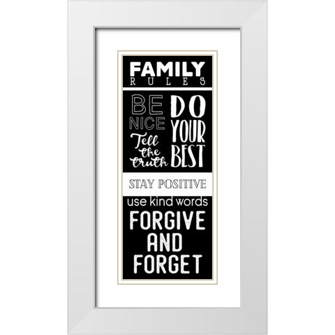 Family Rules White Modern Wood Framed Art Print with Double Matting by Villa, Mlli