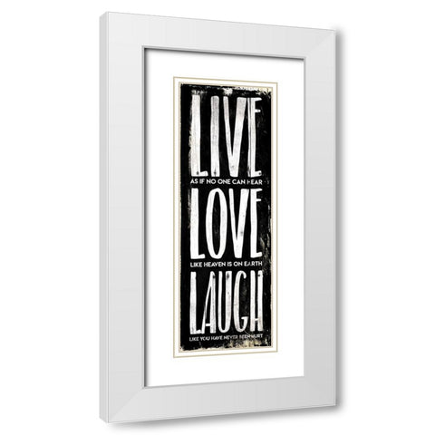 Live Love Laugh White Modern Wood Framed Art Print with Double Matting by Villa, Mlli