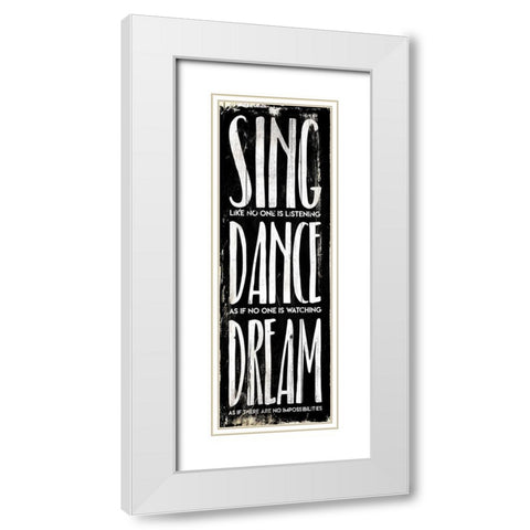 Sing Dance Dream White Modern Wood Framed Art Print with Double Matting by Villa, Mlli