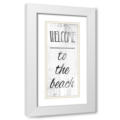 Welcome To The Beach Bw White Modern Wood Framed Art Print with Double Matting by Villa, Mlli
