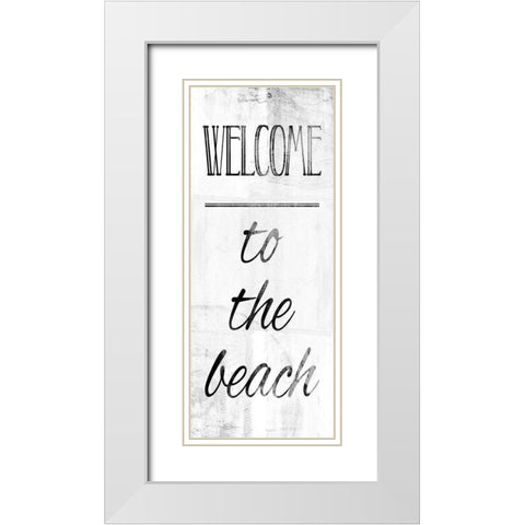 Welcome To The Beach Bw White Modern Wood Framed Art Print with Double Matting by Villa, Mlli