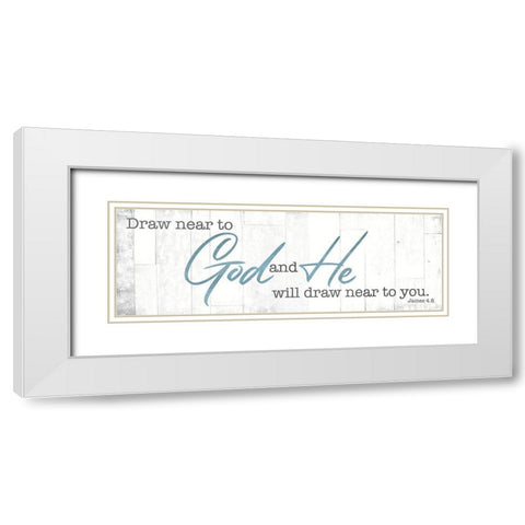 Draw Near White Modern Wood Framed Art Print with Double Matting by Villa, Mlli