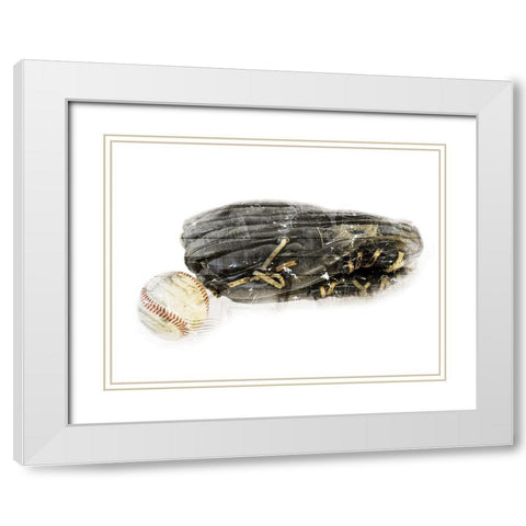 Ball And Gloves White Modern Wood Framed Art Print with Double Matting by Villa, Mlli
