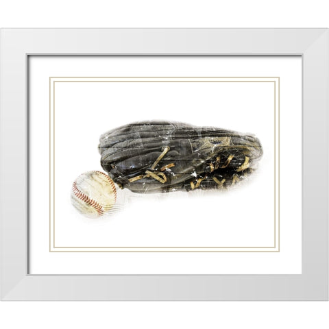 Ball And Gloves White Modern Wood Framed Art Print with Double Matting by Villa, Mlli