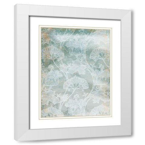 Rustic Teal Grey Vine White Modern Wood Framed Art Print with Double Matting by Villa, Mlli
