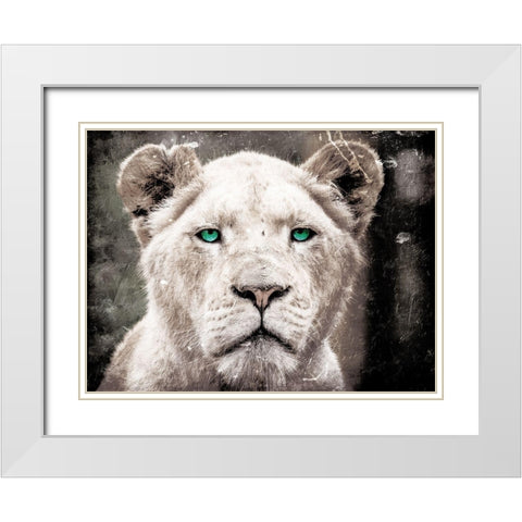 Lioness Look White Modern Wood Framed Art Print with Double Matting by Villa, Mlli