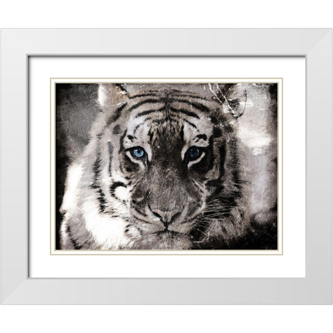 Tiger Look White Modern Wood Framed Art Print with Double Matting by Villa, Mlli