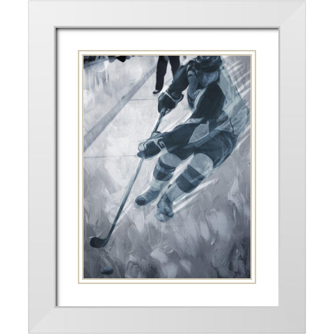 Hockey Move White Modern Wood Framed Art Print with Double Matting by Villa, Mlli