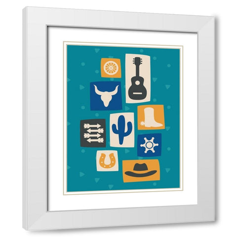 Western Icon Stamps White Modern Wood Framed Art Print with Double Matting by Villa, Mlli