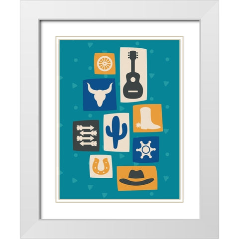 Western Icon Stamps White Modern Wood Framed Art Print with Double Matting by Villa, Mlli