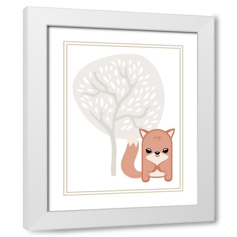 Fox Tree White Modern Wood Framed Art Print with Double Matting by Villa, Mlli