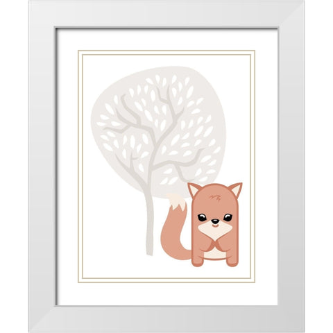 Fox Tree White Modern Wood Framed Art Print with Double Matting by Villa, Mlli