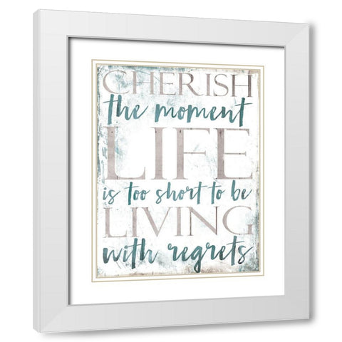 Cherish Life White Modern Wood Framed Art Print with Double Matting by Villa, Mlli